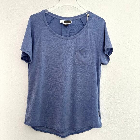 Exofficio Bugs Away Caddis Short Sleeve Shirt Women Large Blue Heather UPF 50 - Picture 1 of 9